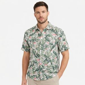 Peter Werth London Tropical Hawaiian Shirt Linen Blend Mens Large